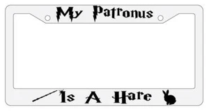 My Patronus is A Hare White Plastic License Plate Frame Auto Accessory - Picture 1 of 1