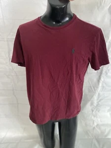 Polo RALPH LAUREN Mens LARGE Short Sleeve Burgundy Crewneck Green Pony T-Shirt - Picture 1 of 6