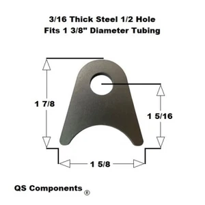 Chassis Rod End Tab 1/2" Hole 3/16" Thick 1 7/8" Tall (Fits 1 3/8" Dia. Tubing) - Picture 1 of 1