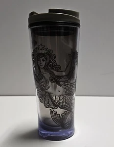 Vaso Starbucks Siren Mermaid 16 oz gris ahumado con tapa difícil de encontrar año 2009 - Imagen 1 de 7