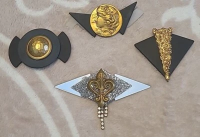 Nuevo Lote de 4 Broches Dorados Estilo Art Nouveau/Victoriano Prendedores Materiales Mezclados  Foto 1 de 4