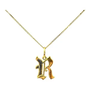 9ct 9K Yellow Gold Old English Font Initial Letter R Charm Pendant. Brand New - Picture 1 of 7