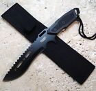 12" Survival Tactical Hunting Camping Black Bowie Knife W/ Nylon Sheath