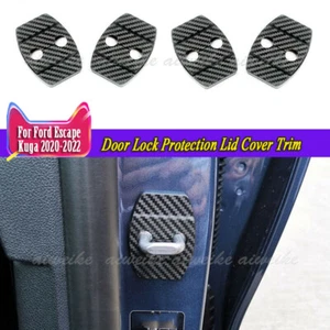 Carbon Fiber Door Lock Protection Lid Cover Trim For Ford Escape Kuga 2020-2024 - Picture 1 of 6