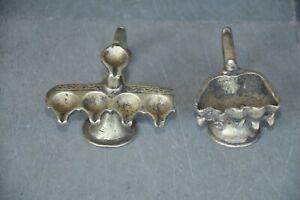 2 Pc Old Brass Handcrafted Small Fine Oil Lamp/Arti , Nice Patina