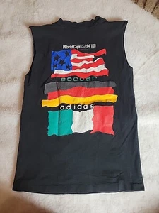 Vintage Adidas 1994 World Cup USA 94 FIFA Soccer T Shirt ITALY GERMANY US Black - Picture 1 of 10