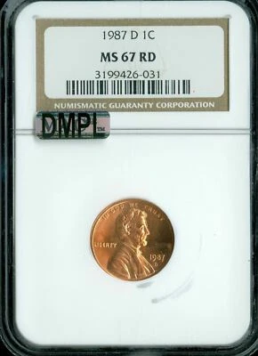 1987-D LINCOLN CENT NGC MAC MS67 RED FMS 2ND FINEST REGISTRY  * - Image 1 of 2