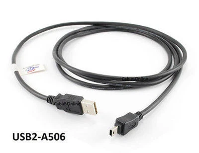 6ft USB 2.0 A-Type Male to Mini-B 5-Pin Male Black Cable, CablesOnline USB2-A506 - Image 1 of 2
