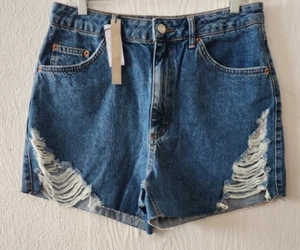 Topshop Damen 10 Distressed Denim Freizeit Sommer Jeansshorts - Bild 1 von 10