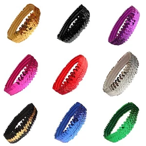 Sequin Headband Lot Wide Elastic Stretch Flapper Headbands Silver Upick Colors - Picture 1 of 7