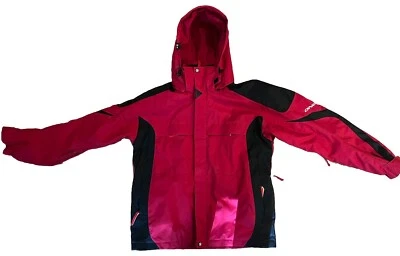 Hermosa chaqueta de esquí DNA Descente roja y negra de gama alta con capucha extraíble para hombre Foto 1 de 4