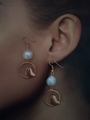 Genuine Freshwater Pearl Natural Baroque Pearl Earring Drops 14mm Rose Gold - image 1 of 4