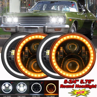 Faros LED redondos Halo DRL alto/bajo 4 piezas 5 3/4 5,75" para Dodge Coronet 1959-1974 Foto 1 de 4