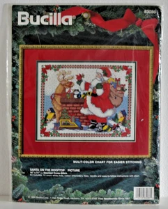 Bucilla Christmas Cross Stitch Kit Santa On The Rooftop - Picture 1 of 4