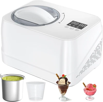 1L Ice Cream Maker with Compressor, 3 in 1, No Pre-freezing  Cup/Scraper/Recipe - Image 1 of 4
