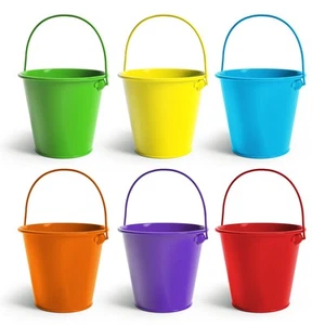 Small Metal Buckets with Handle 6 Pcs – Galvanized Bucket Leak Proof & Rust R... - Picture 1 of 6