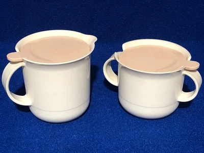 Vintage Tupperware Cream & Sugar Set Pink Lids #2309 #2310 1980"s - Image 1 of 4