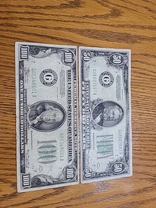 1934 A $100 Dollar Bill, And 1934 $50 Dollar Bill. G Series, Chicago. FRN. - Picture 1 of 5