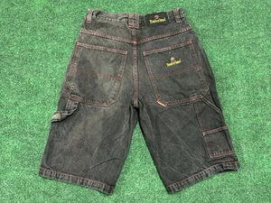 Vintage Timberland Baggy Fit Black Denim Jean Shorts Jorts y2k Skate Men Size 34 - Picture 1 of 9