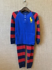 Polo Ralph Lauren Boys Blue Striped Henley Pajama Set Size 6 - Picture 1 of 2