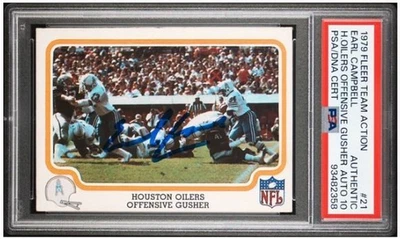 1979 Fleer Signed Earl Campbell HOF Rookie Football Card PSA/DNA Certified 10 - Image 1 of 4