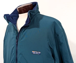 EDDIE BAUER Windfoil Jacket Green Nylon Bomber Fleece Lined Vtg USA XXL TALL * - Picture 1 of 13