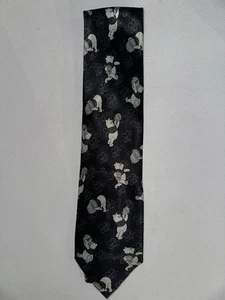 Cravatta uomo POOH Disney Winnie The Pooh nera scala di grigi 100% poliestere - Foto 1 di 3