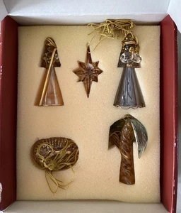 Lenox For the Holidays Kristall gesponnene Krippe Weihnachtsschmuck - 5er Set - Bild 1 von 4