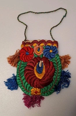 Bolso sin asas vintage de seda bordado a mano monedero muñeca Foto 1 de 4