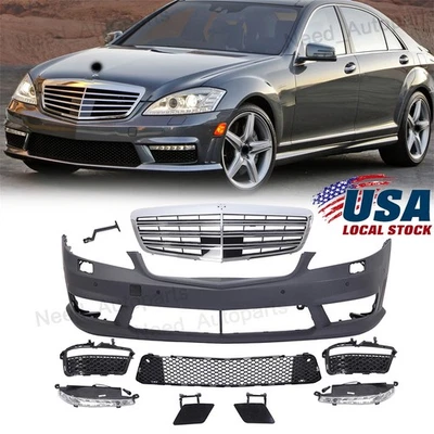For MERCEDES BENZ 2007-2013 W221 S63/S65 AMG Style Front Bumper kit w/Grille Foto 1 de 4