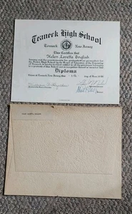 Vintage 1946 Teaneck High School New Jersey Diploma Graduation - Picture 1 of 6