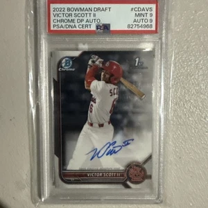 2022 Bowman Chrome Draft Victor Scott II Autograph PSA 9 - Picture 1 of 4