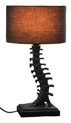 Vertebrae Back Bones Spine Skeleton Human Anatomy Table Lamp With Black Shade - Image 1 of 4