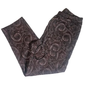 Zara Pants Womens Small Brown Paisley Pull On Elastic Waist Drawstring Pockets - Picture 1 of 6