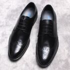Fashion Pointed Toe Lace Up Brogue Wing Tip Formal Dress Mens Real Leather Shoes