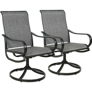 Set of 2 Swivel Patio Dining Chairs Set Outdoor Yard High Back Rocking Armchairs - Picture 1 of 12