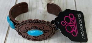 Paparazzi Bracelet Copper Tone Cuff Bracelet with Faux Turquoise Stones NWT H4 - Bild 1 von 9