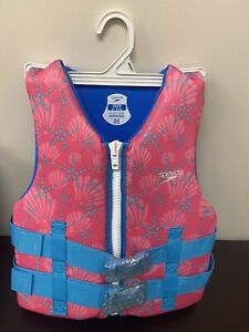 Speedo Kids Vest Life Preserver Very Pink Baby Blue Size Youth 50 - 90 lbs
