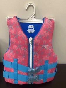 Speedo Kids Vest Life Preserver Very Pink Baby Blue Size Youth 50 - 90 lbs - Picture 1 of 7
