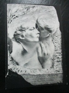  vintage post card:the poet & the muse,Auguste Rodin,Rodin museum,France 80's.D8