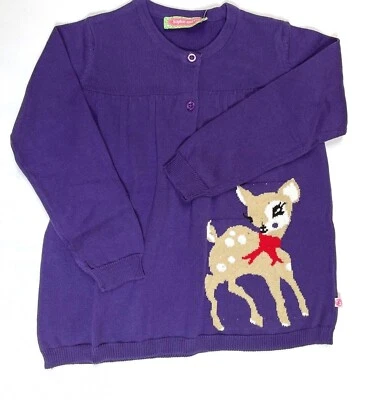 Sweater Purple Cardigan NEW Girls Sz 5 Deer Henley Buttons Cotton L/S  36) - Image 1 of 4