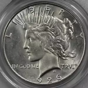 1926 S PCGS MS63 Struck Thru Silver Peace Dollar Mint Error Dated "926" - Picture 1 of 4