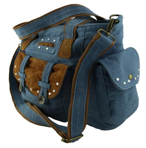 Jeanstasche Schultertasche Blau mit Strass Kristall-Elements  C15 - Picture 1 of 3