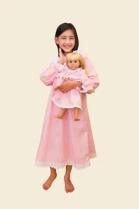 Girls sz 4-14 and 18" Doll Matching Cotton Nightgown set, fits American Girl - Picture 1 of 10