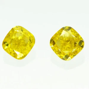 Cushion Diamond Matching Pair Fancy Yellow 4.03*3.79 MM 0.93 TCW VVS2 Enhanced - Picture 1 of 6