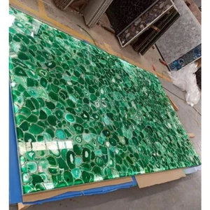 24"x36" Green Geode Agate Dining Table Top Countertop Kitchen Handmade Furniture - Picture 1 of 3