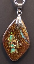 18ct White Gold Plated Boulder Opal Pendant