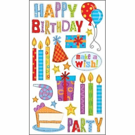 Glitter Birthday Party Hats Candles Stickers Scrapbook Planner Papercraft Craft  - Image 1 of 1