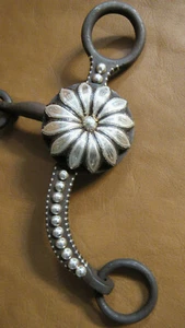 E Garcia Marrón Flor Concho Vástago Snaffle Con Salvavidas Broca Plateada - Imagen 1 de 3