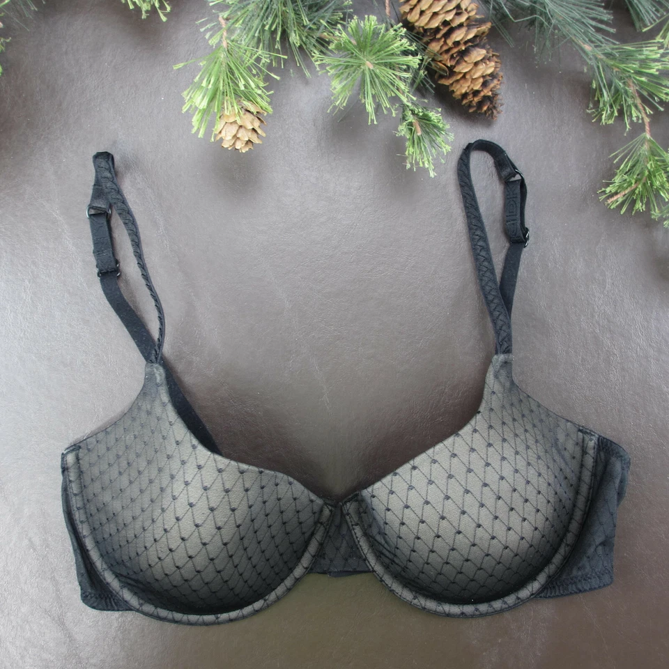 Бюстгальтер DKNY размер 34B черный кружевной с подкладкой пуш-ап на косточках регулируемая застежка сзади - Изображение 1 из 4